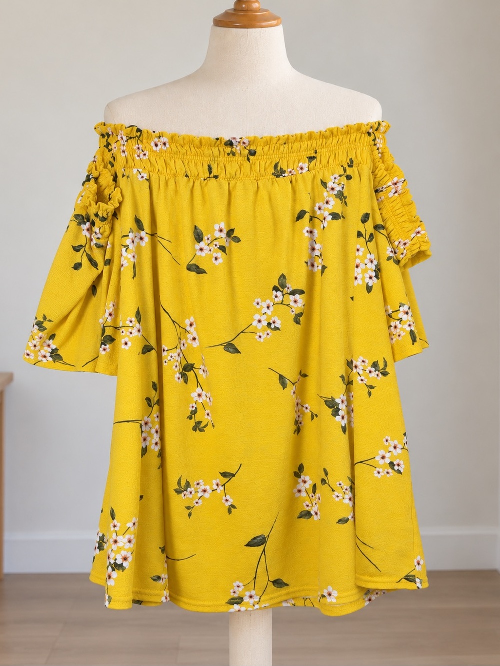 Melloday Yellow Floral Off Shoulder Blouse